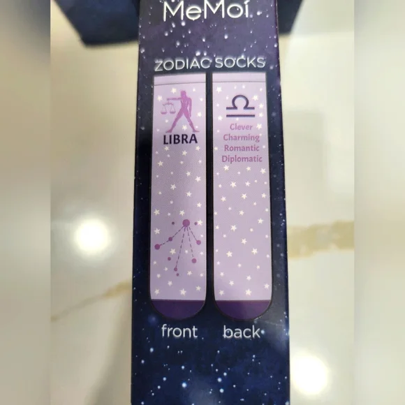 MeMoi Libra Zodiac Casual Socks - Purple - Picture 2 of 2
